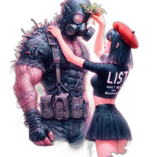 dress, mask, weapon, concept art transparent PNG cut-out