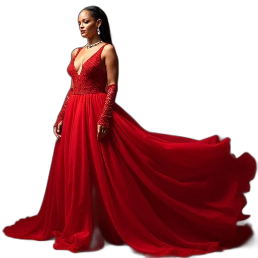 dress, red, rihanna, has transparent PNG cut-out