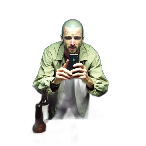 jacket, staff, bottle, face transparent PNG cut-out
