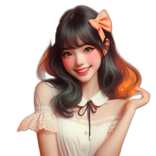 face, flower, oil painting, photorealistic transparent PNG cut-out