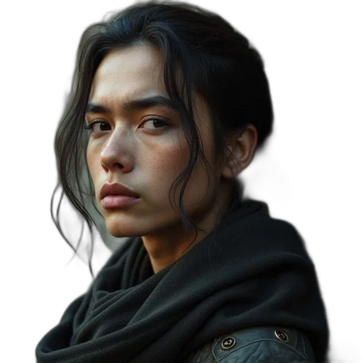face, dragon, jacket, weapon transparent PNG cut-out