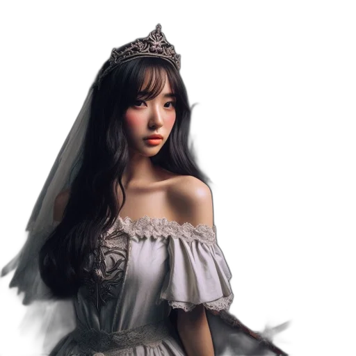 dress, crown, fantasy art, photorealistic transparent PNG cut-out
