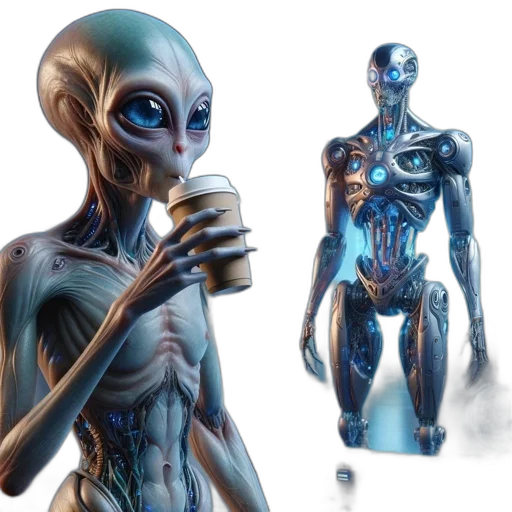 robot, creature, concept art, 3d render transparent PNG cut-out
