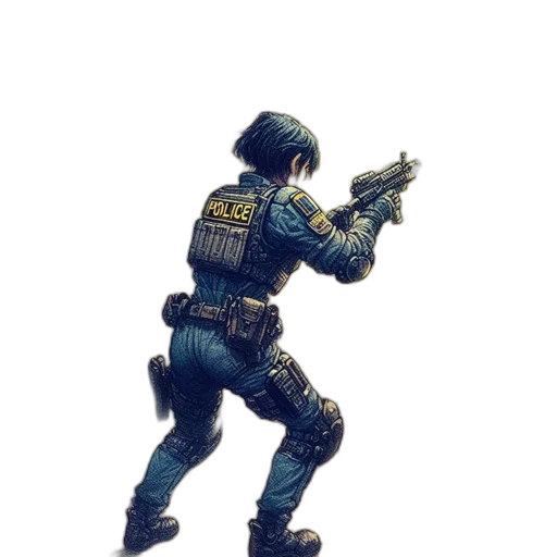 weapon, robot, staff, jacket transparent PNG cut-out