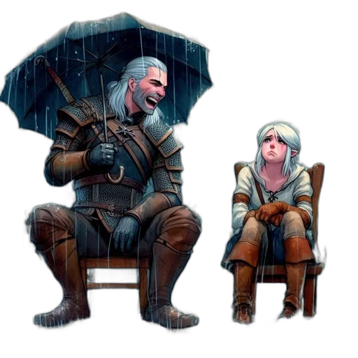 umbrella, jacket, concept art, fantasy art transparent PNG cut-out