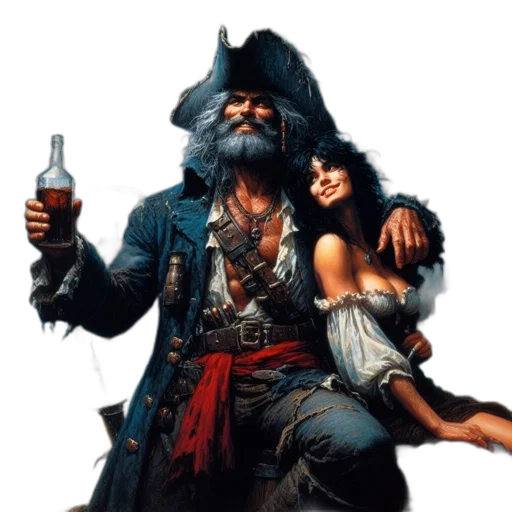 concept art, fantasy art, pirate, stands transparent PNG cut-out