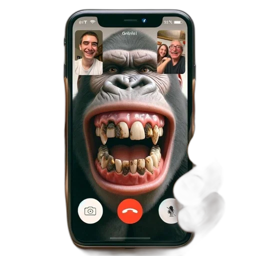 exaggerated, gorilla, answers, video transparent PNG cut-out