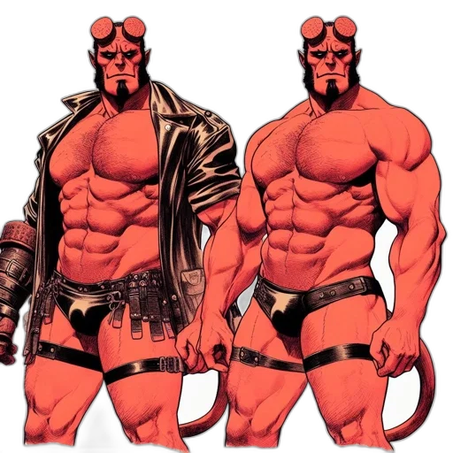 comic book art, concept art, red, two transparent PNG cut-out