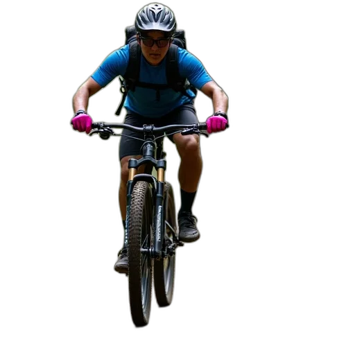 3d render, photorealistic, mountain, biker transparent PNG cut-out