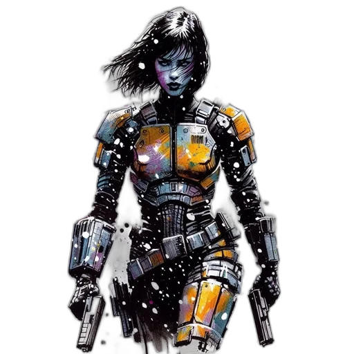 robot, concept art, cyberpunk, comic book art transparent PNG cut-out