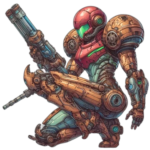 robot, weapon, concept art, cyberpunk transparent PNG cut-out