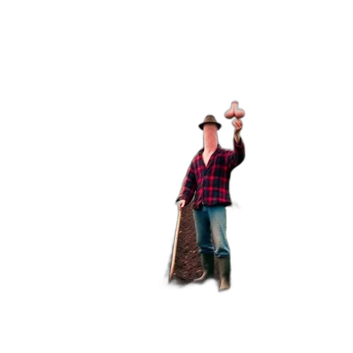 hat, jacket, animal, staff transparent PNG cut-out