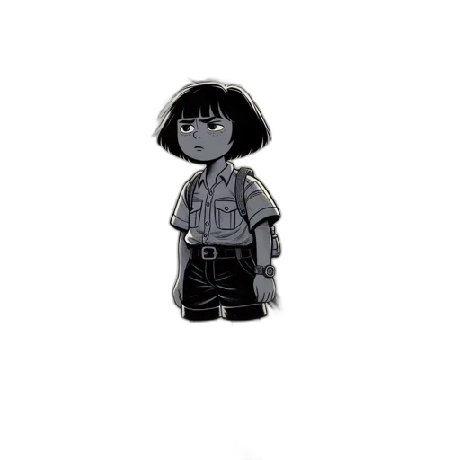 jacket, robot, creature, staff transparent PNG cut-out