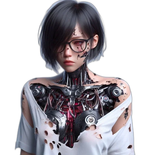robot, jewelry, dress, face transparent PNG cut-out