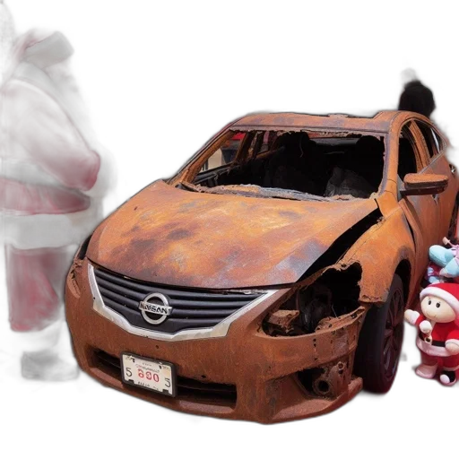 car, old, damaged, occupies transparent PNG cut-out