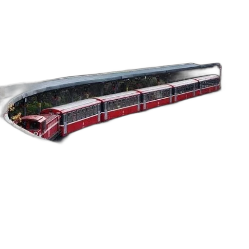 3d render, red, train, tracks transparent PNG cut-out