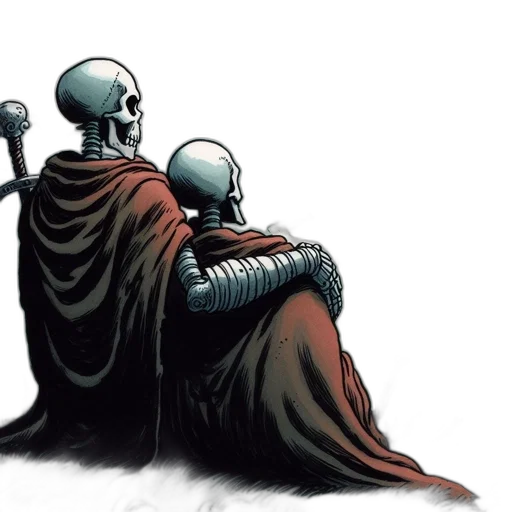 comic book art, concept art, two, skeletal transparent PNG cut-out