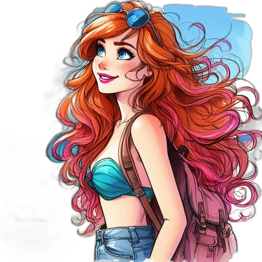 dress, hair, cartoon, watercolor transparent PNG cut-out
