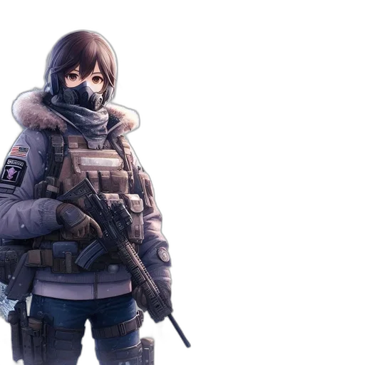 jacket, weapon, concept art, 3d render transparent PNG cut-out