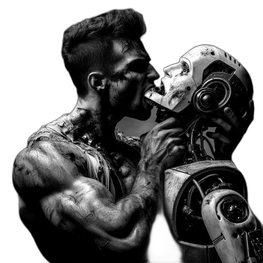 robot, mask, cyberpunk, photorealistic transparent PNG cut-out