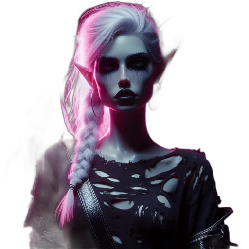 dress, face, creature, staff transparent PNG cut-out