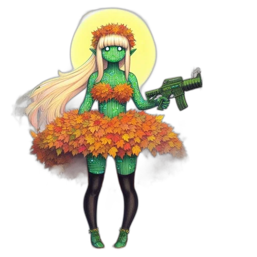 weapon, dress, flower, pixel art transparent PNG cut-out