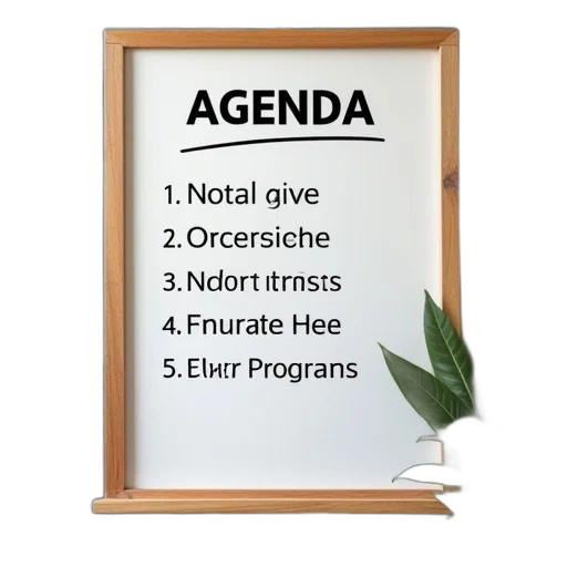 agenda, sign, introductions, presentation transparent PNG cut-out