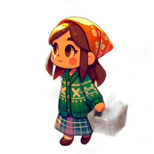 dress, hat, creature, staff transparent PNG cut-out