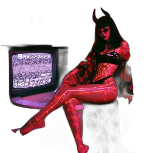 mask, vaporwave, pixel art, concept art transparent PNG cut-out