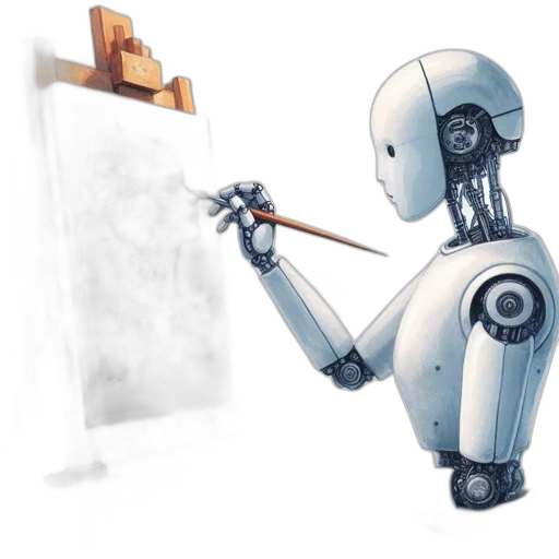 robot, concept art, 3d render, photorealistic transparent PNG cut-out