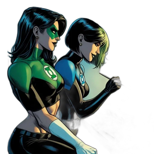 comic book art, concept art, green, two transparent PNG cut-out