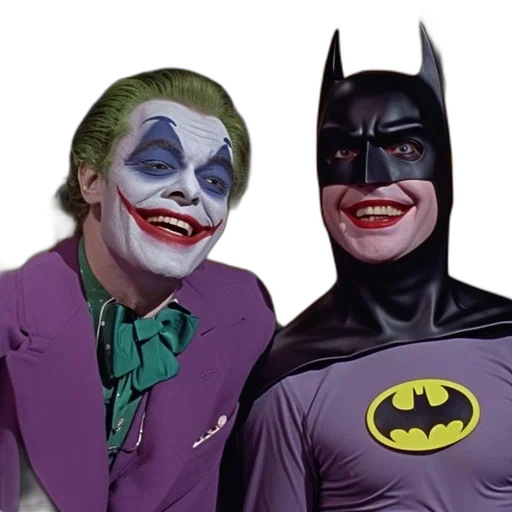 comic book art, joker, batman, depicted transparent PNG cut-out
