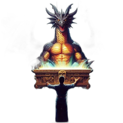 dragon, sword, creature, staff transparent PNG cut-out