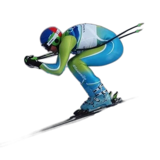 skier, blue, green, suit transparent PNG cut-out
