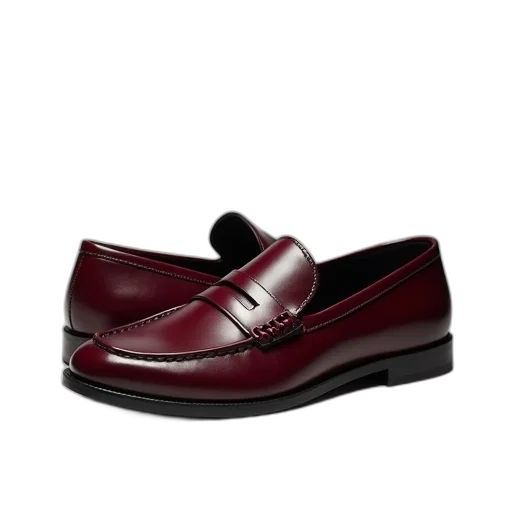 shoes, burgundy, loafer, dark transparent PNG cut-out