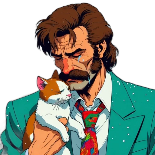 animal, jacket, staff, comic book art transparent PNG cut-out