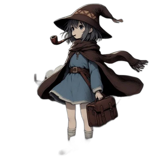 hat, staff, dress, weapon transparent PNG cut-out