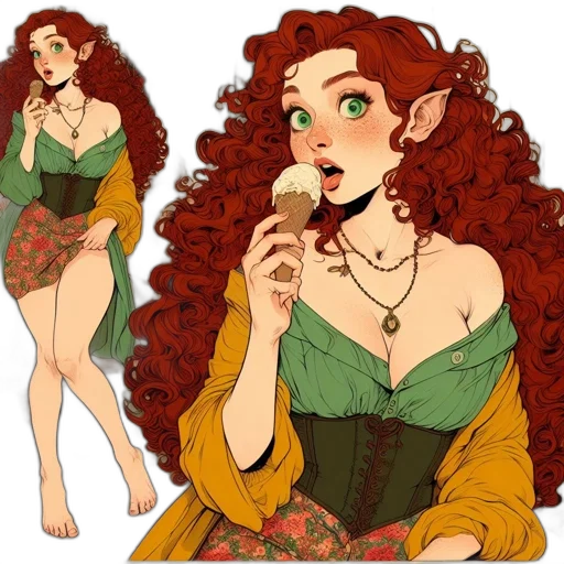dress, concept art, fantasy art, cartoon transparent PNG cut-out