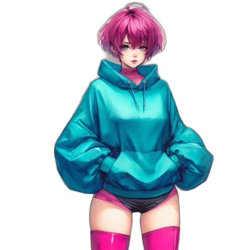 jacket, dress, umbrella, cyberpunk transparent PNG cut-out
