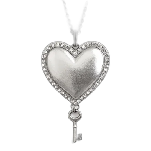jewelry, silver, heart-shaped, pendant transparent PNG cut-out