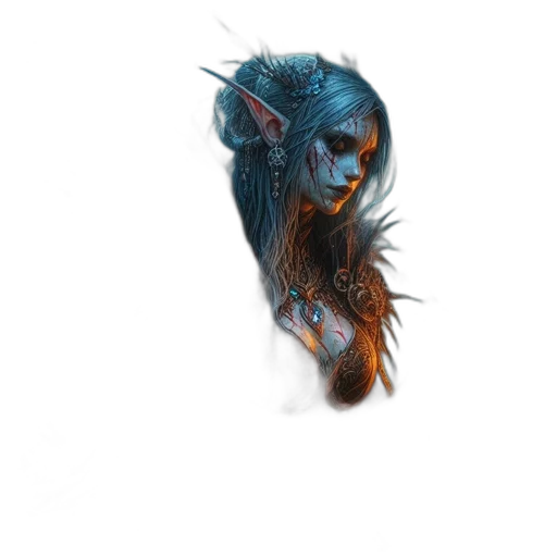 dragon, creature, hair, staff transparent PNG cut-out