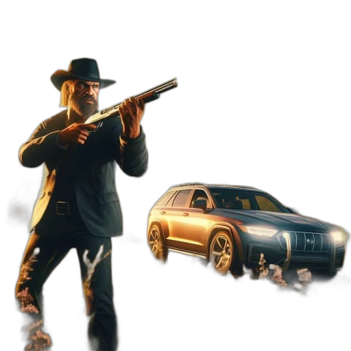 weapon, car, concept art, 3d render transparent PNG cut-out