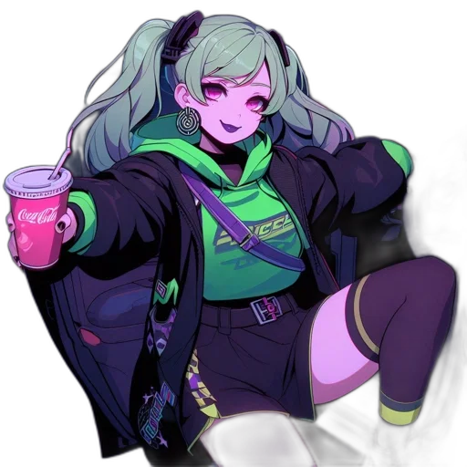 jacket, staff, vaporwave, cyberpunk transparent PNG cut-out