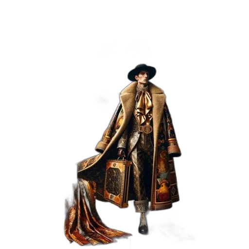 jacket, staff, hat, dress transparent PNG cut-out