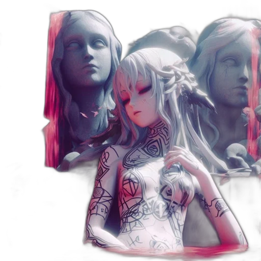 face, concept art, fantasy art, watercolor transparent PNG cut-out