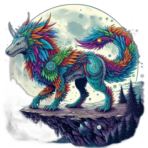 dragon, creature, animal, staff transparent PNG cut-out