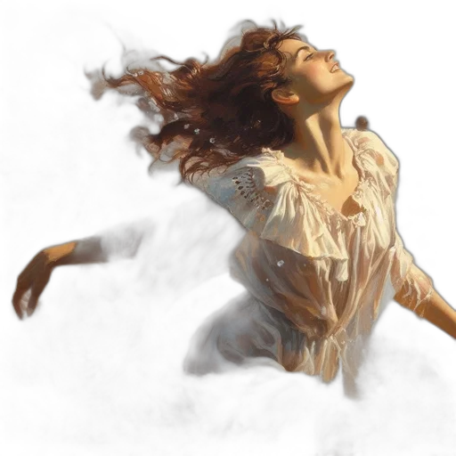 dress, hair, photorealistic, oil painting transparent PNG cut-out