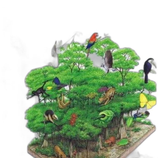 tree, animal, 3d render, concept art transparent PNG cut-out
