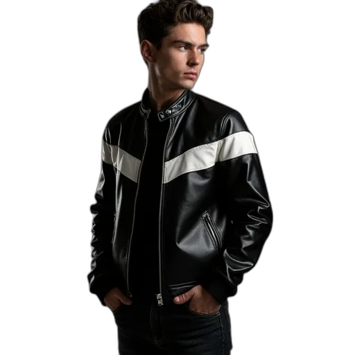jacket, photorealistic, monochrome, man transparent PNG cut-out
