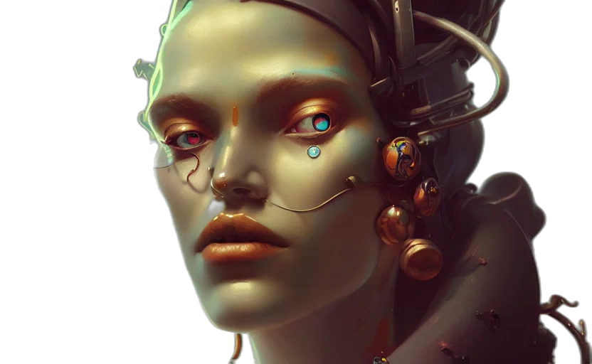 robot, jewelry, face, crown transparent PNG cut-out